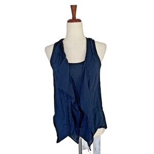 Edme & Esyllte Top Size 2 Women's Navy Blue Cottagecore Fairy Core Cotton Blouse